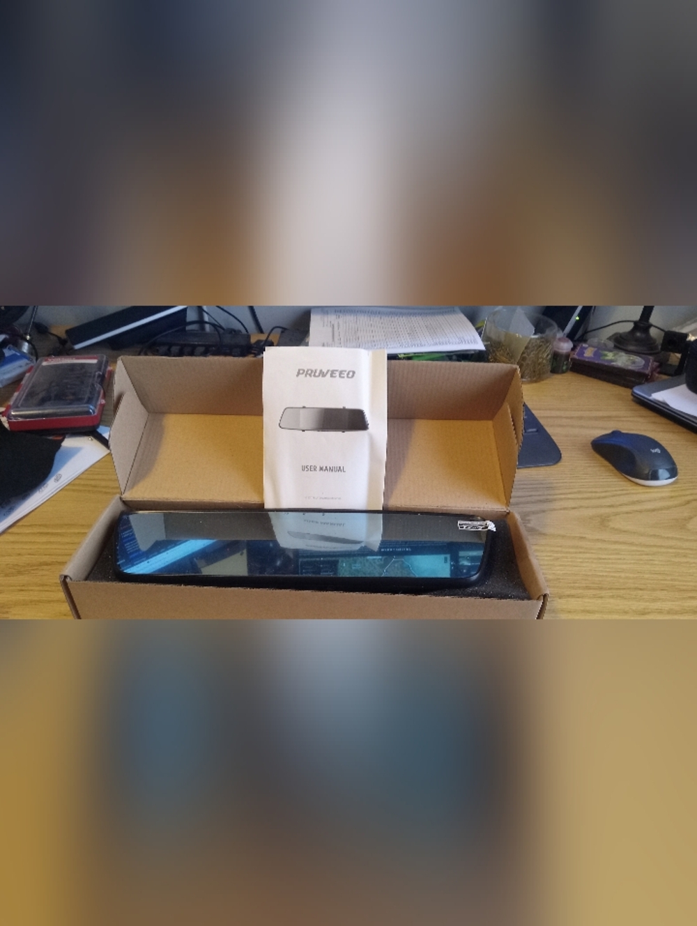 Pruveeo 2 Camera 1080p Night Vision Cash Cam Mirror NIB